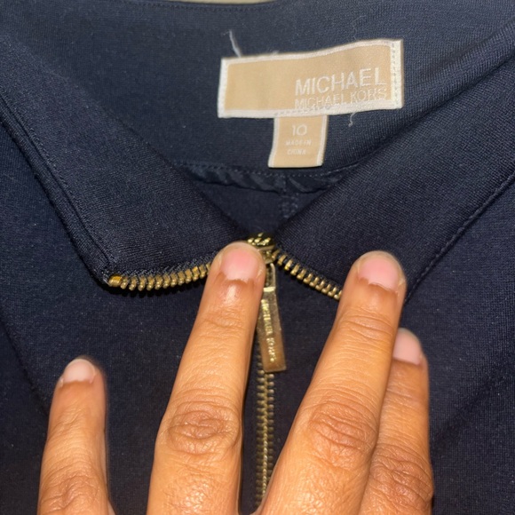 MK Elegant Navy Skirt with Gold Zipper - Picture 2 of 2